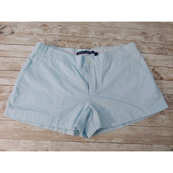 Lauren James Light Blue Poplin Chino Shorts Size Large Summer Preppy Yachtwear - Picture 2 of 9